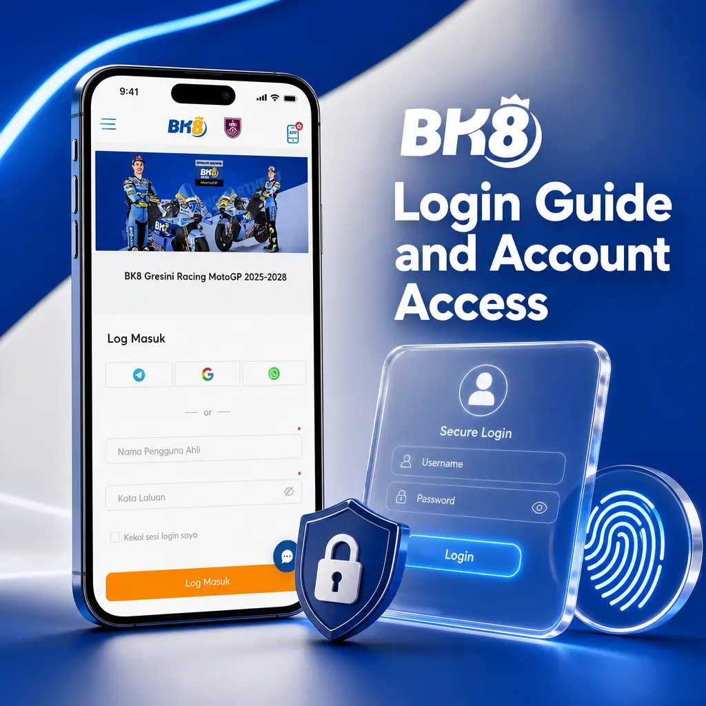 BK8 login guide showing steps to enter credentials, verify OTP, and access account dashboard on desktop and mobile.
