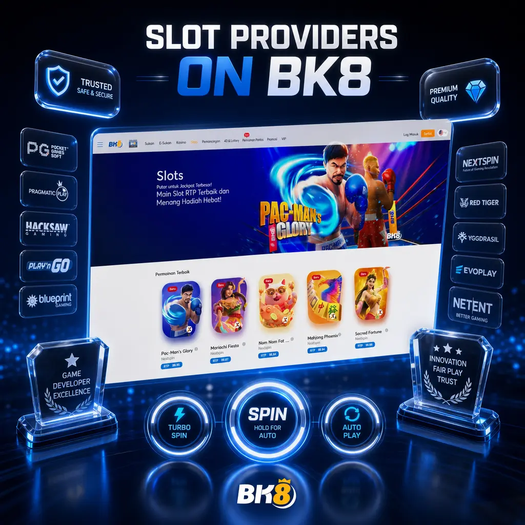 BK8 slot providers lobby featuring Pragmatic Play, PG Soft, Microgaming, JILI, Habanero, Spadegaming, and CQ9 Gaming games.